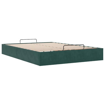 Estrutura de cama otomana sem colchão 140x190 cm verde escuro