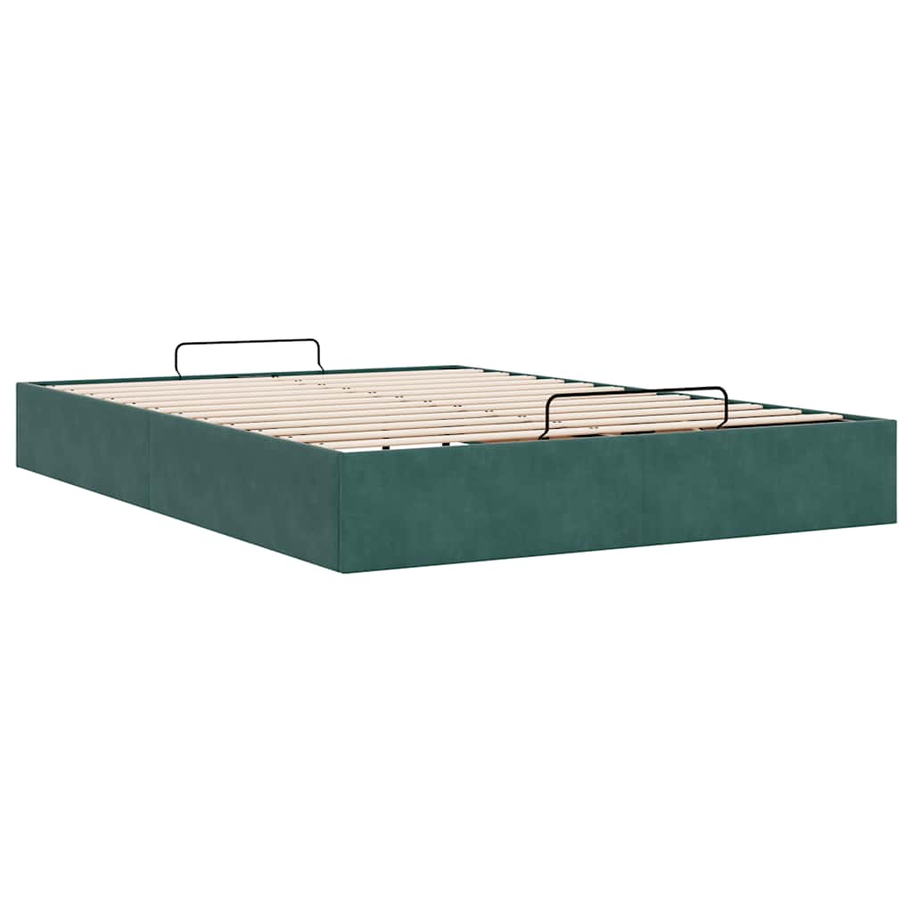 Estrutura de cama otomana sem colchão 140x190 cm verde escuro