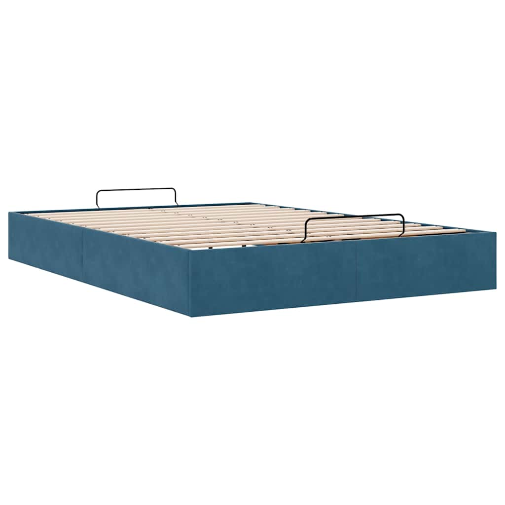 Estrutura de cama otomana sem colchão 140x190 cm azul escuro