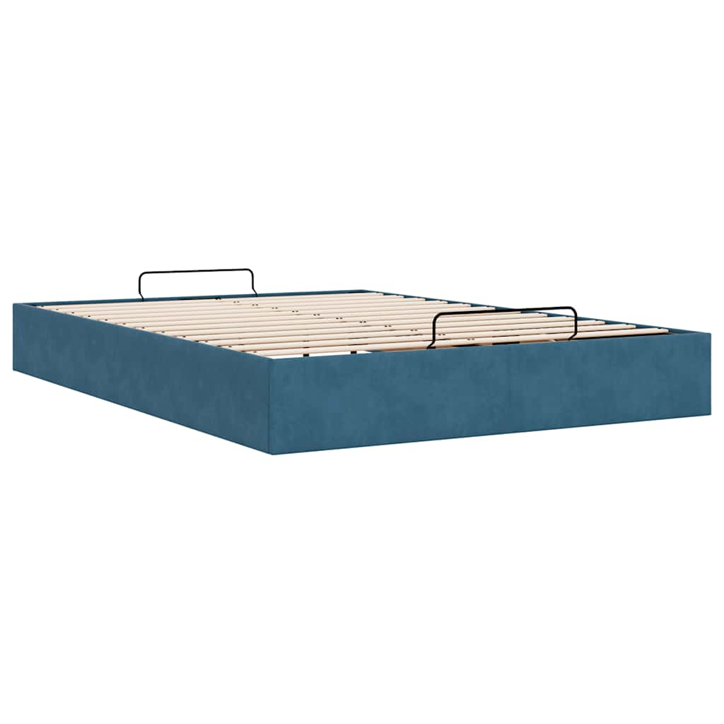 Estrutura de cama otomana sem colchão 140x190 cm azul escuro