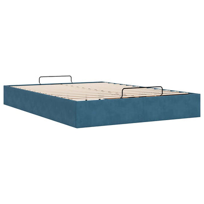 Estrutura de cama otomana sem colchão 140x190 cm azul escuro