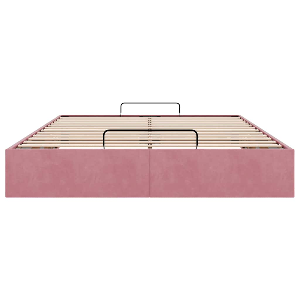 Estrutura de cama otomana sem colchão 140x190 cm veludo rosa