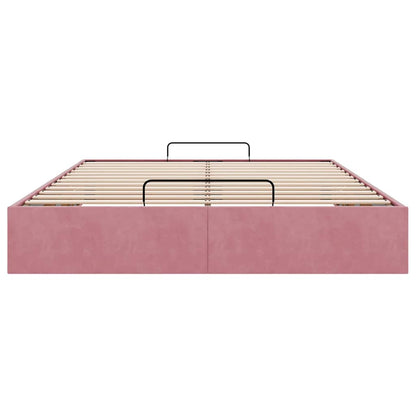 Estrutura de cama otomana sem colchão 140x190 cm veludo rosa