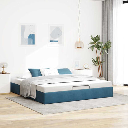 Estrutura de cama otomana sem colchão 160x200 cm azul escuro