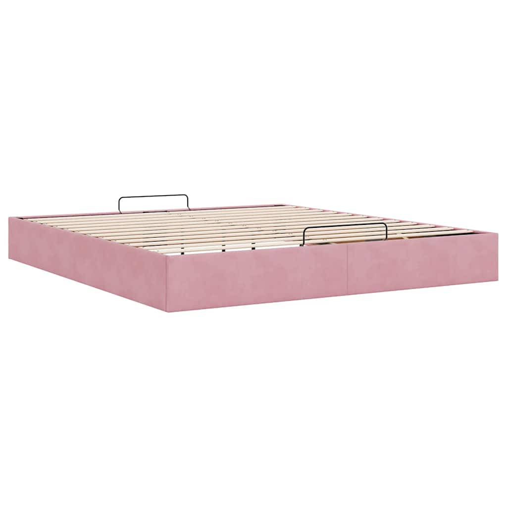 Estrutura de cama otomana sem colchão 160x200 cm veludo rosa