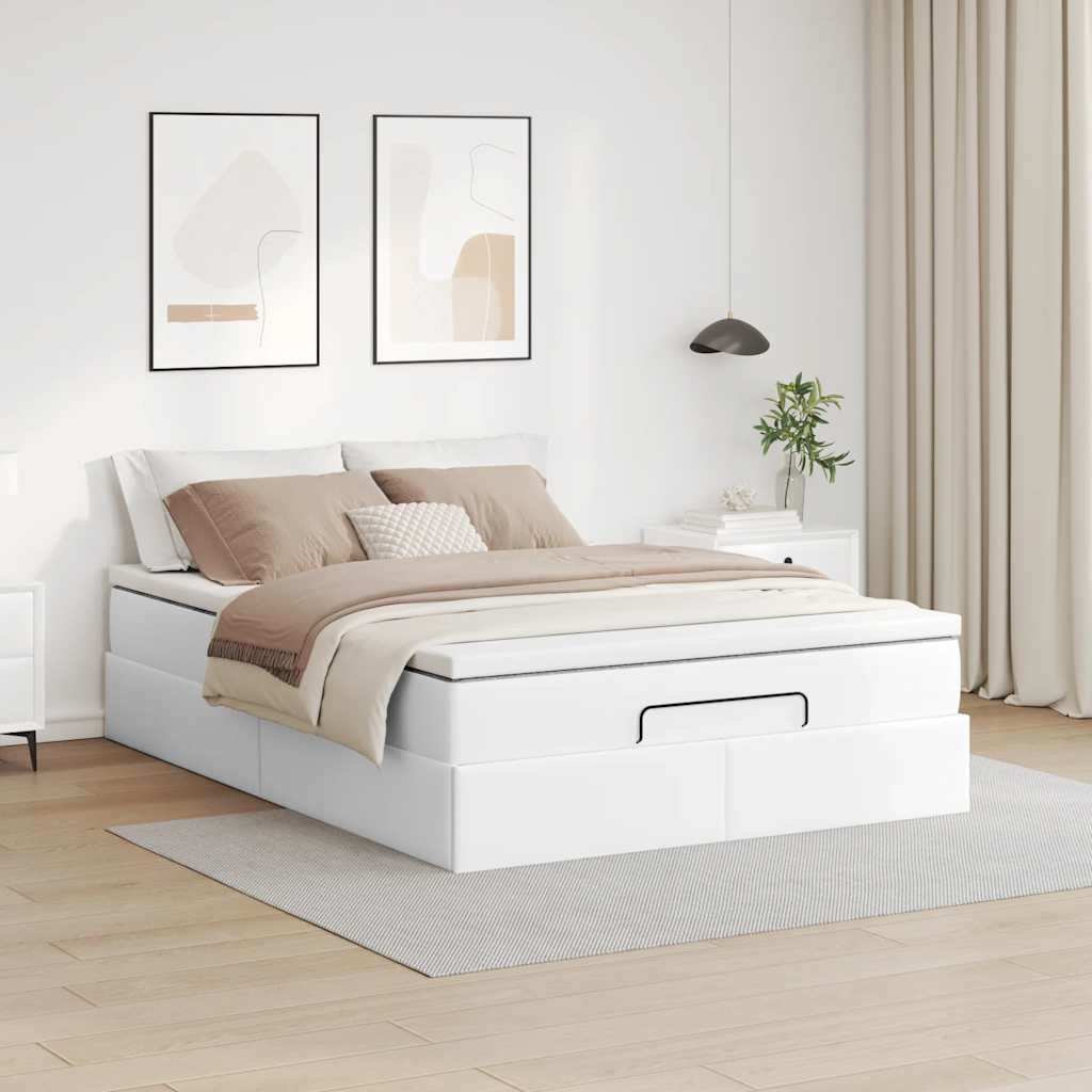 Estrutura de cama otomana com colchão 140x190 cm branca