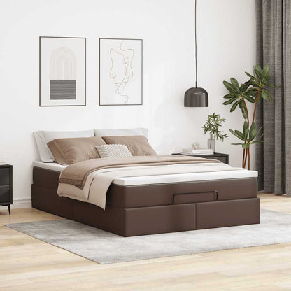 Estrutura de cama otomana com colchão 140x190 cm castanho