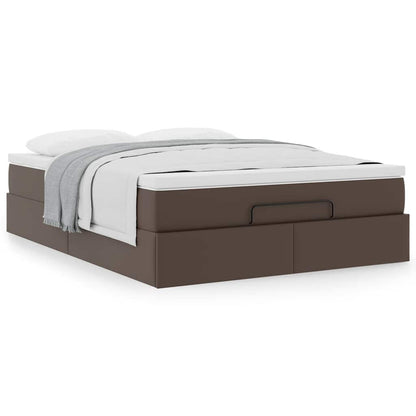 Estrutura de cama otomana com colchão 140x190 cm castanho