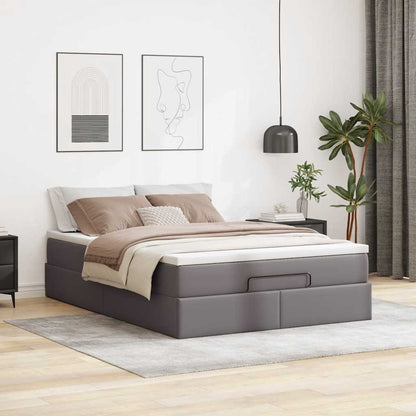 Estrutura de cama otomana com colchão 140x190 cm cinzenta