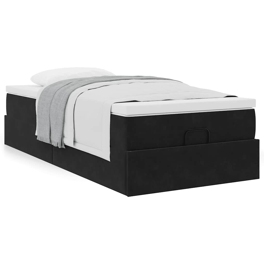 Estrutura de cama otomana vidaXL com colchão preto 100x200cm Veludo