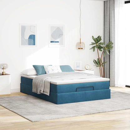 Estrutura de cama otomana com colchão 140x190cm azul escuro