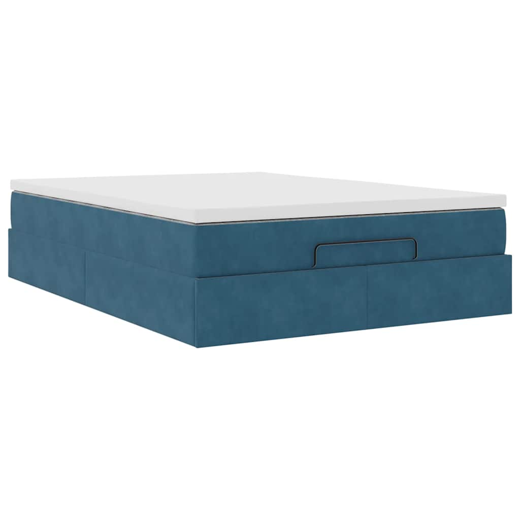 Estrutura de cama otomana com colchão 140x190cm azul escuro