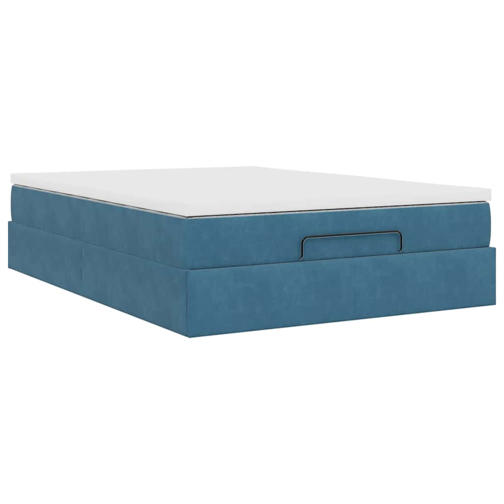 Estrutura de cama otomana com colchão 140x190cm azul escuro