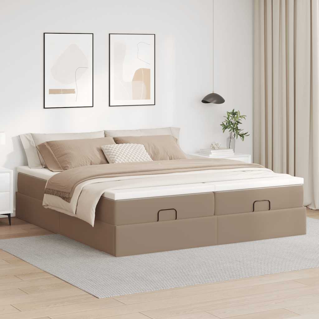 Estrutura de cama otomana com colchões cappucino 160x200 cm