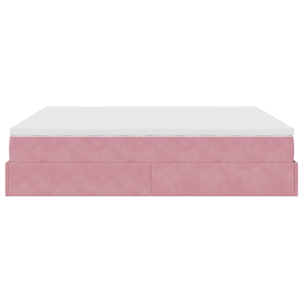 Estrutura de cama otomana com colchões 160x200 cm veludo rosa