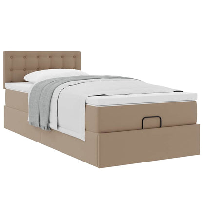 Cama otomana com colchão 90x190 cm couro artificial cappucino