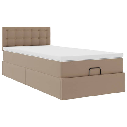 Cama otomana com colchão 90x190 cm couro artificial cappucino