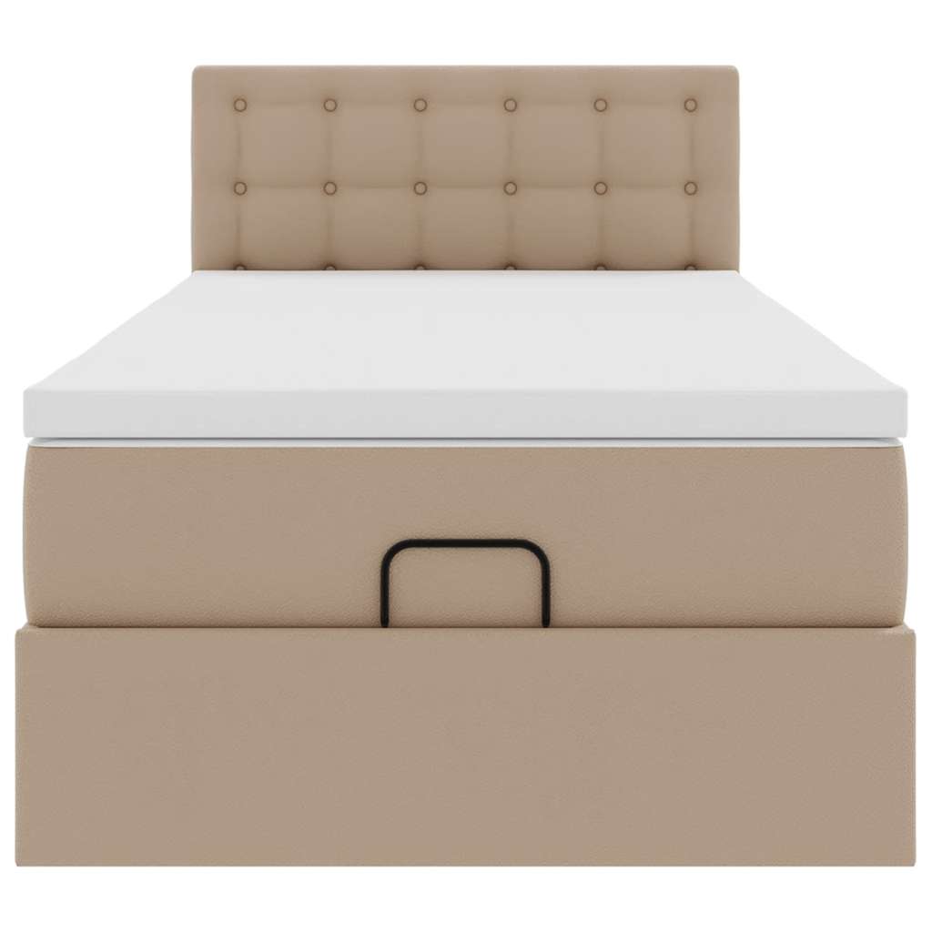 Cama otomana com colchão 90x190 cm couro artificial cappucino