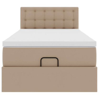 Cama otomana com colchão 90x190 cm couro artificial cappucino