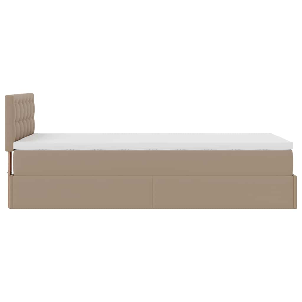 Cama otomana com colchão 90x190 cm couro artificial cappucino