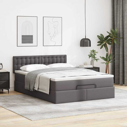 Estrutura de cama otomana com colchão 140x190 cm cinzenta