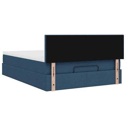 Estrutura de cama otomana com colchão 140x190cm tecido azul