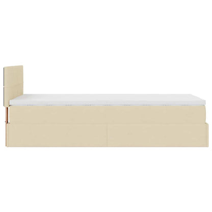 Estrutura de cama otomana com creme de colchão 100x200cm tecido