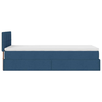 Estrutura de cama otomana com colchão 100x200cm tecido azul