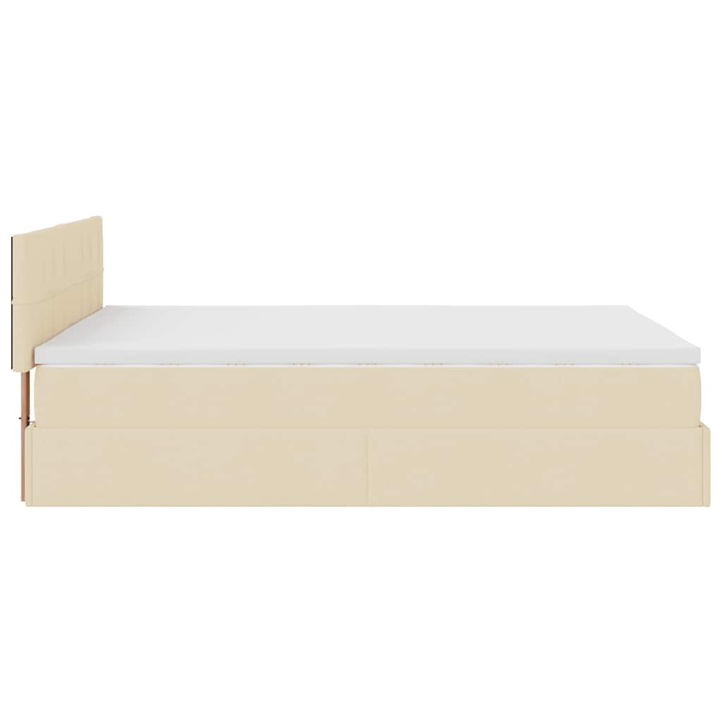 Estrutura de cama otomana com creme de colchão 140x190cm tecido