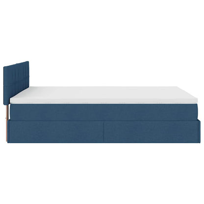 Estrutura de cama otomana com colchão 140x190cm tecido azul