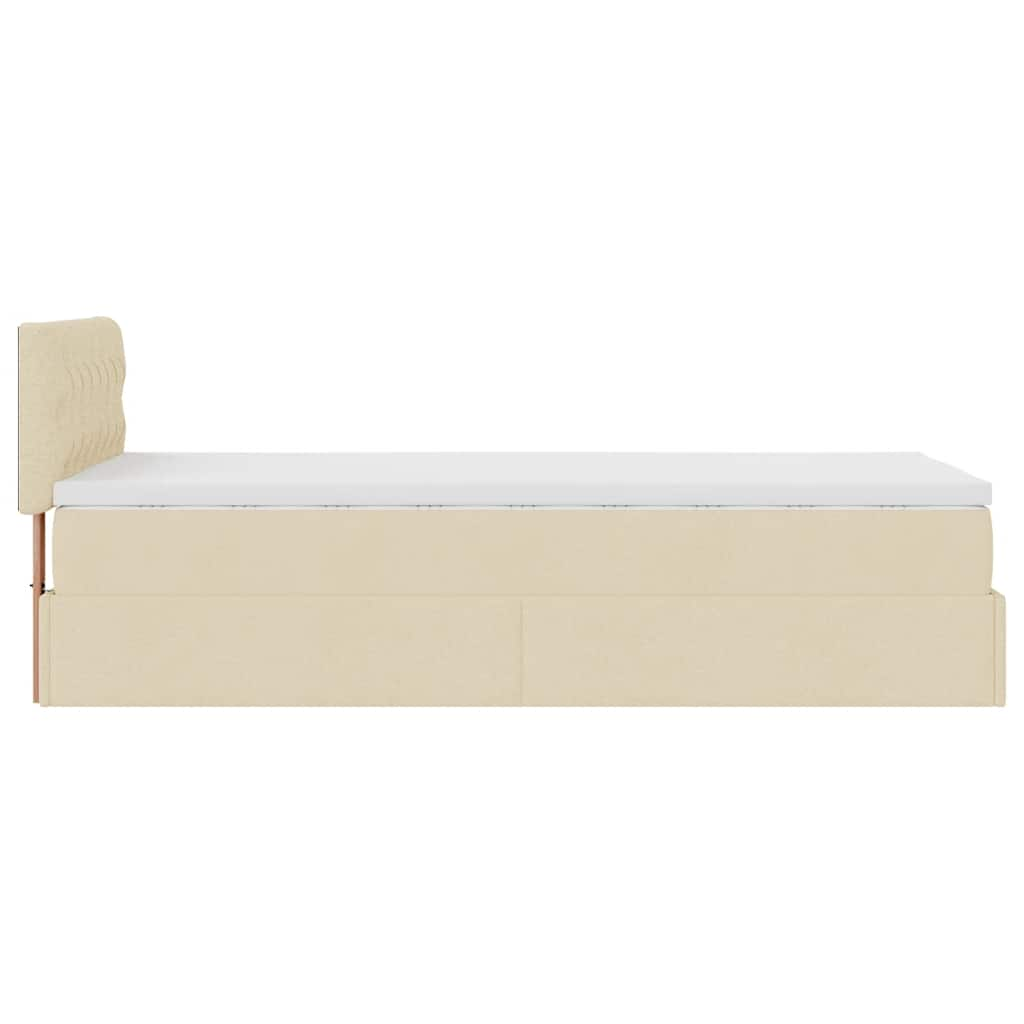 Estrutura de cama otomana com creme de colchão 100x200cm tecido