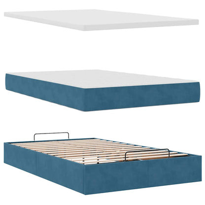 Estrutura de cama otomana colchão 120x200 cm veludo azul escuro