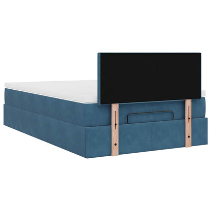 Estrutura de cama otomana colchão 120x200 cm veludo azul escuro