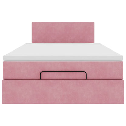 Estrutura de cama otomana com colchão 120x200 cm veludo rosa