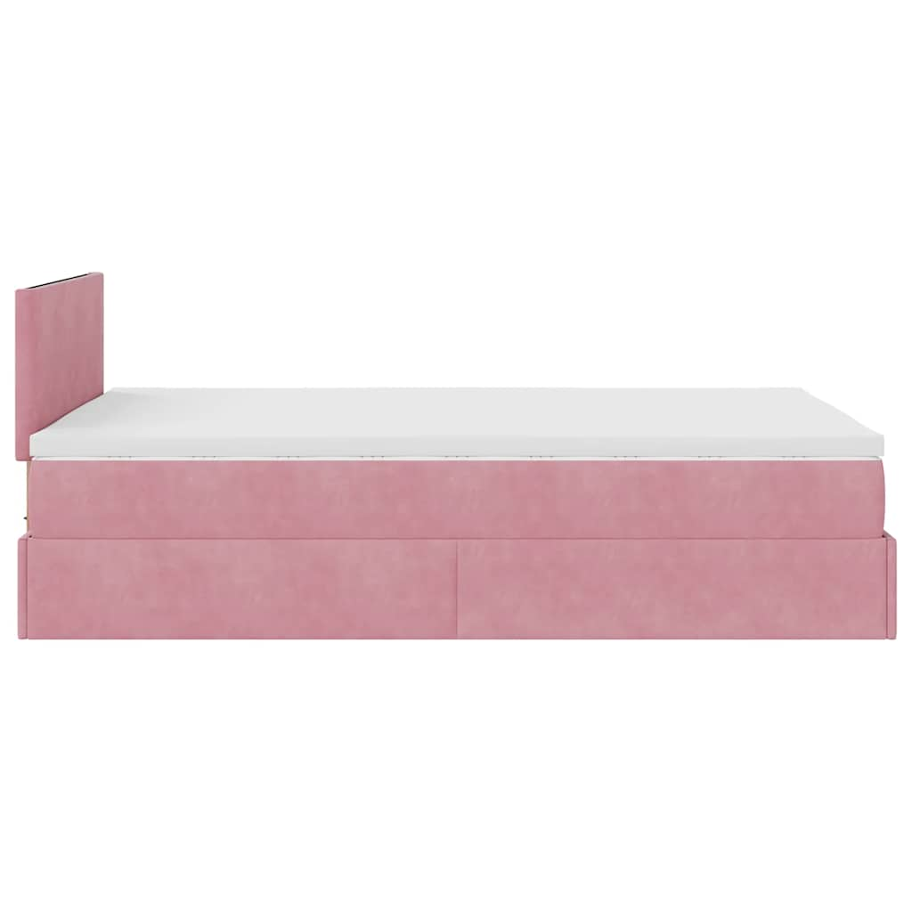 Estrutura de cama otomana com colchão 120x200 cm veludo rosa