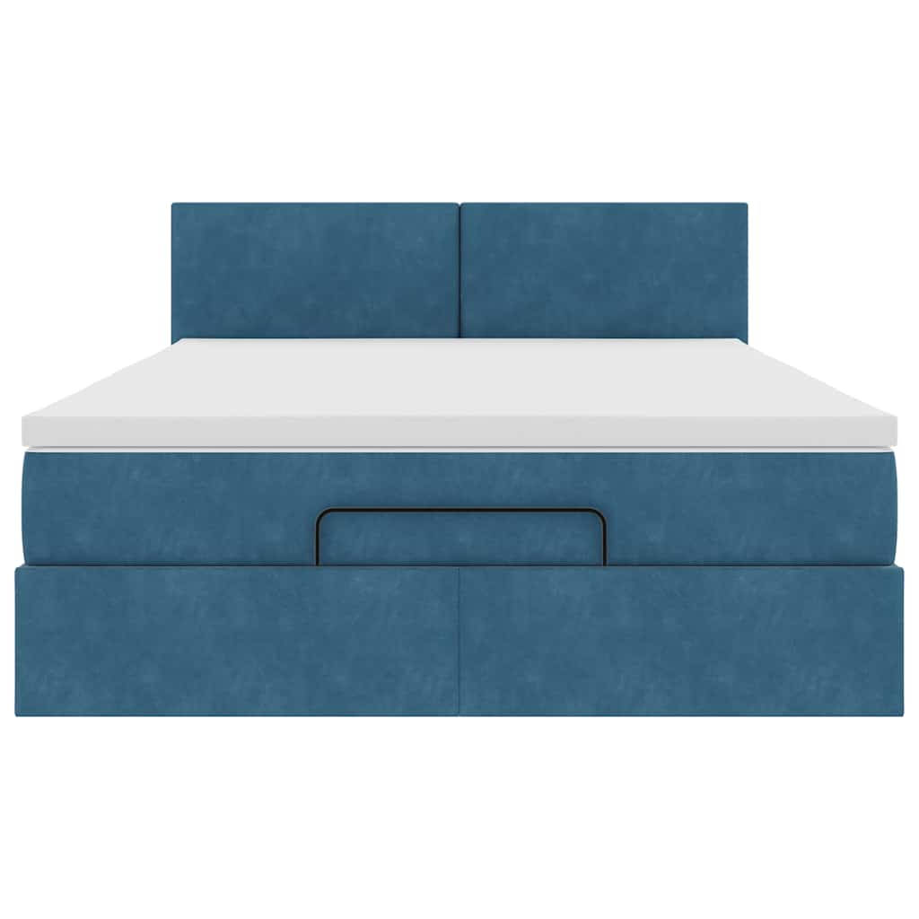 Estrutura de cama otomana com colchão 140x190cm azul escuro