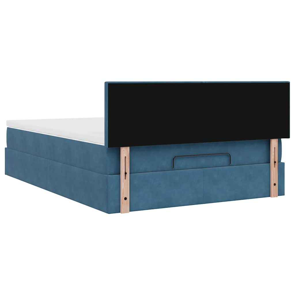 Estrutura de cama otomana com colchão 140x190cm azul escuro