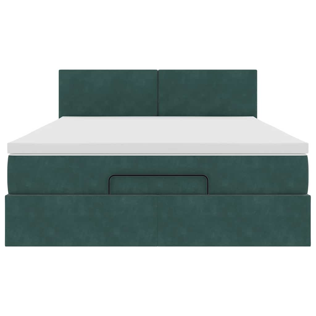 Estrutura de cama otomana com colchão 140x200 cm verde escuro