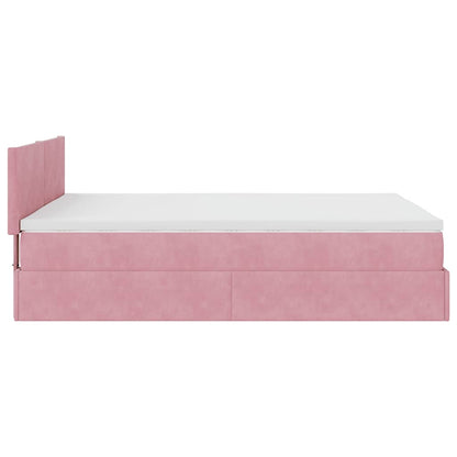 Estrutura de cama otomana com colchão 140x200 cm veludo rosa