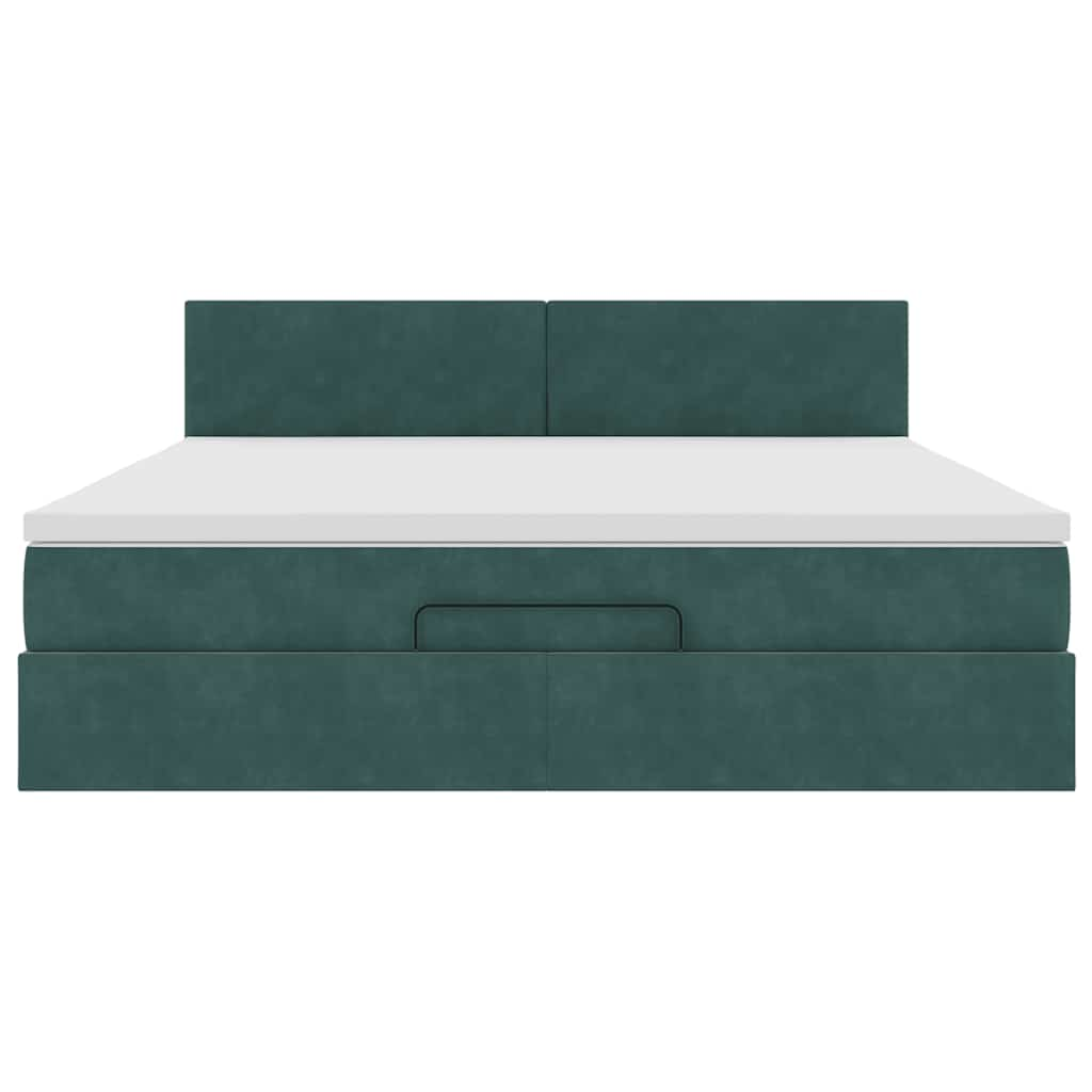 Estrutura de cama otomana com colchão 160x200 cm verde escuro