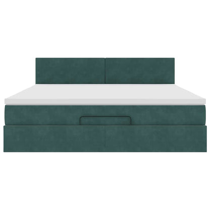 Estrutura de cama otomana com colchão 160x200 cm verde escuro