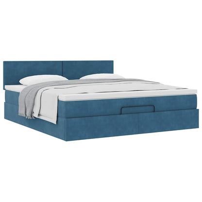 Estrutura de cama otomana com colchão 160x200 cm azul escuro