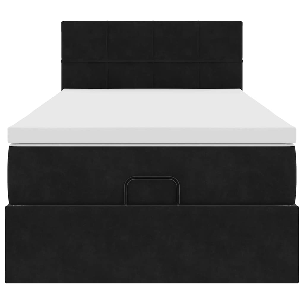 Estrutura de cama otomana vidaXL com colchão preto 100x200cm Veludo