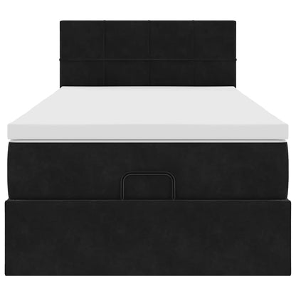 Estrutura de cama otomana vidaXL com colchão preto 100x200cm Veludo