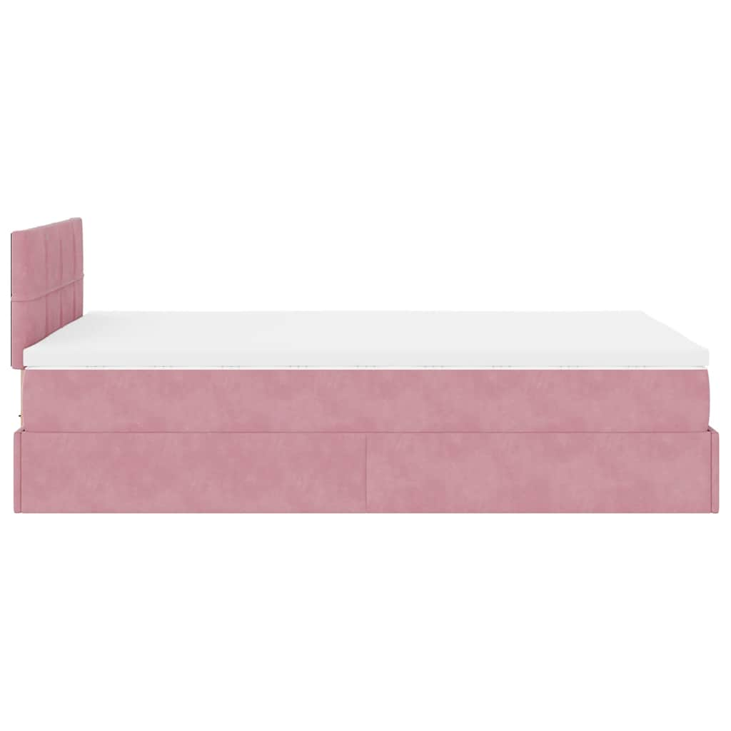 Estrutura de cama otomana com colchão 120x200 cm veludo rosa