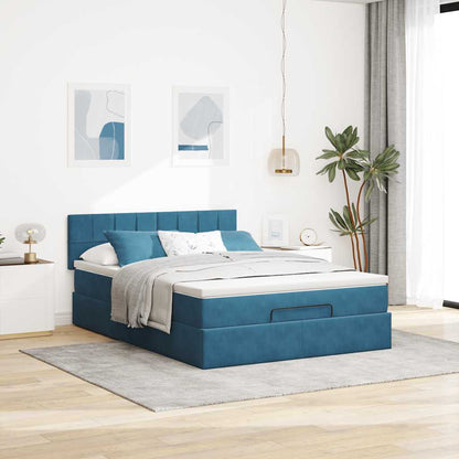 Estrutura de cama otomana com colchão 140x190cm azul escuro