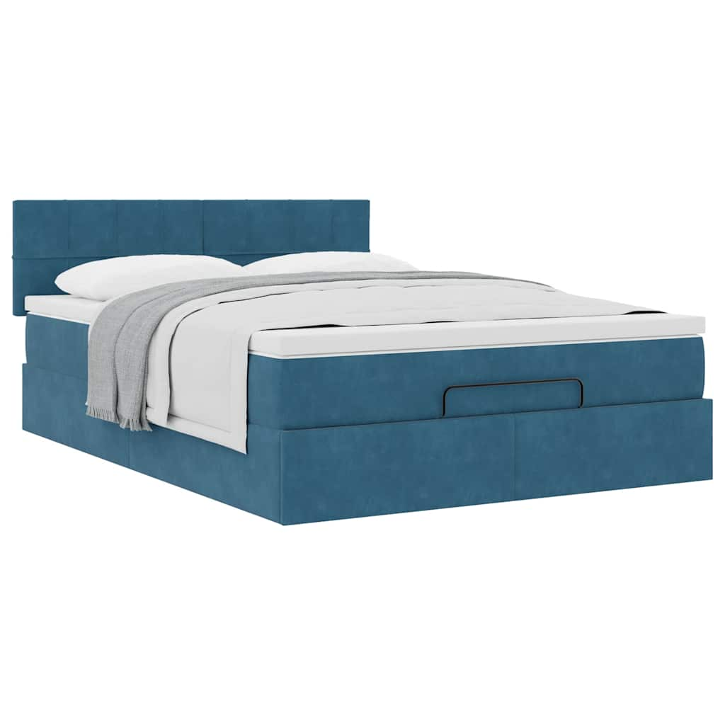 Estrutura de cama otomana com colchão 140x190cm azul escuro