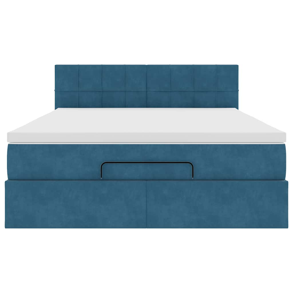 Estrutura de cama otomana com colchão 140x190cm azul escuro