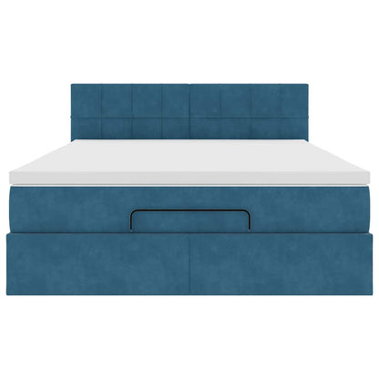 Estrutura de cama otomana com colchão 140x190cm azul escuro