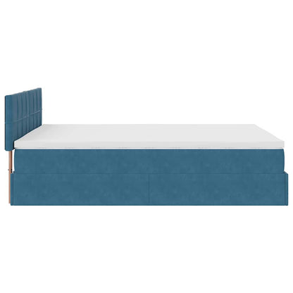 Estrutura de cama otomana com colchão 140x190cm azul escuro